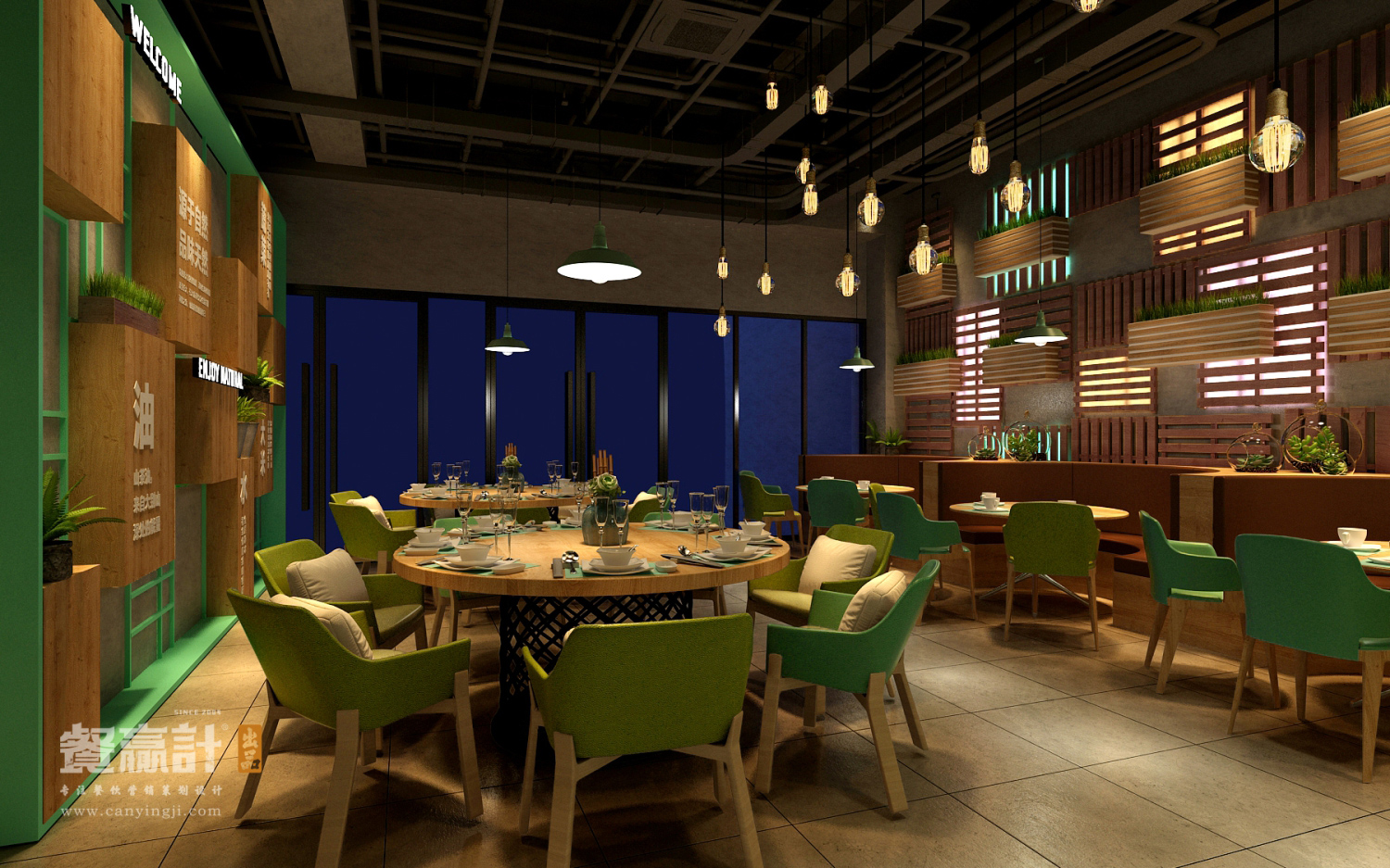 禾π生态餐厅空间风格打造效果图